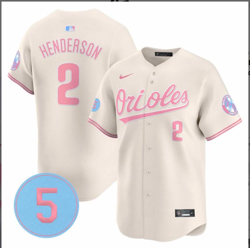 Men Baltimore Orioles #2 Henderson cream 2024 Nike MLB jersey.